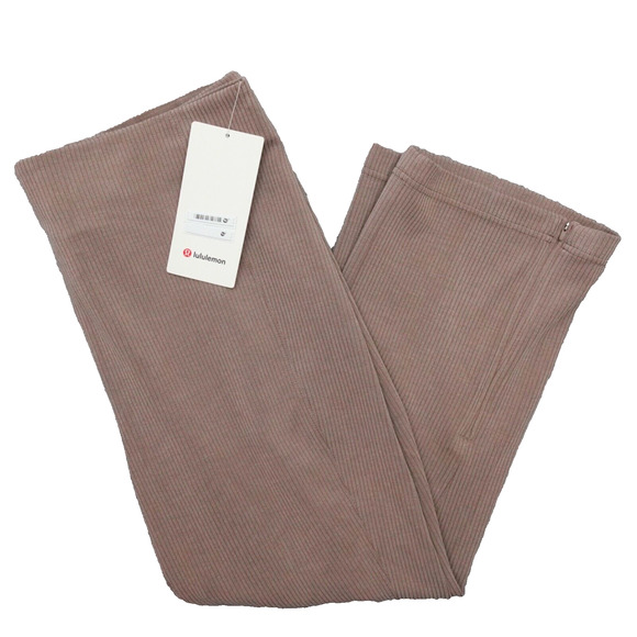 New Lululemon Size 14 Ribbed Softstreme Zip Leg High Rise Crop 25" TPTC Brown - Picture 1 of 8